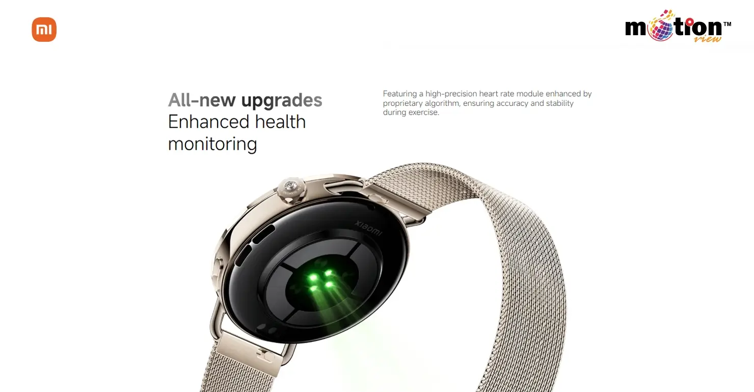 Back view of the Xiaomi Watch S4 41mm Smart Watch showing the high-precision heart rate monitoring sensor.