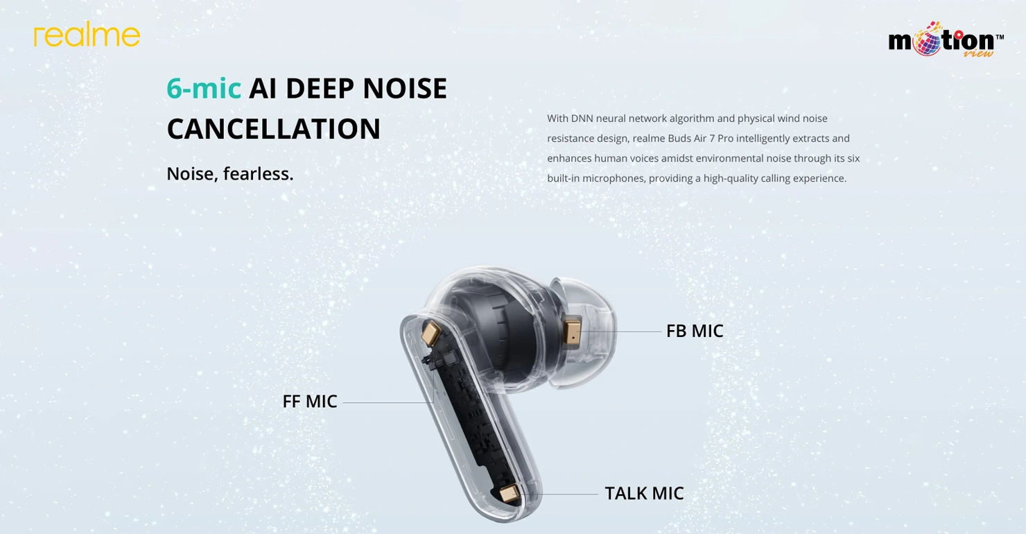realme Buds Air 7 Pro TWS Earbuds 6 mic