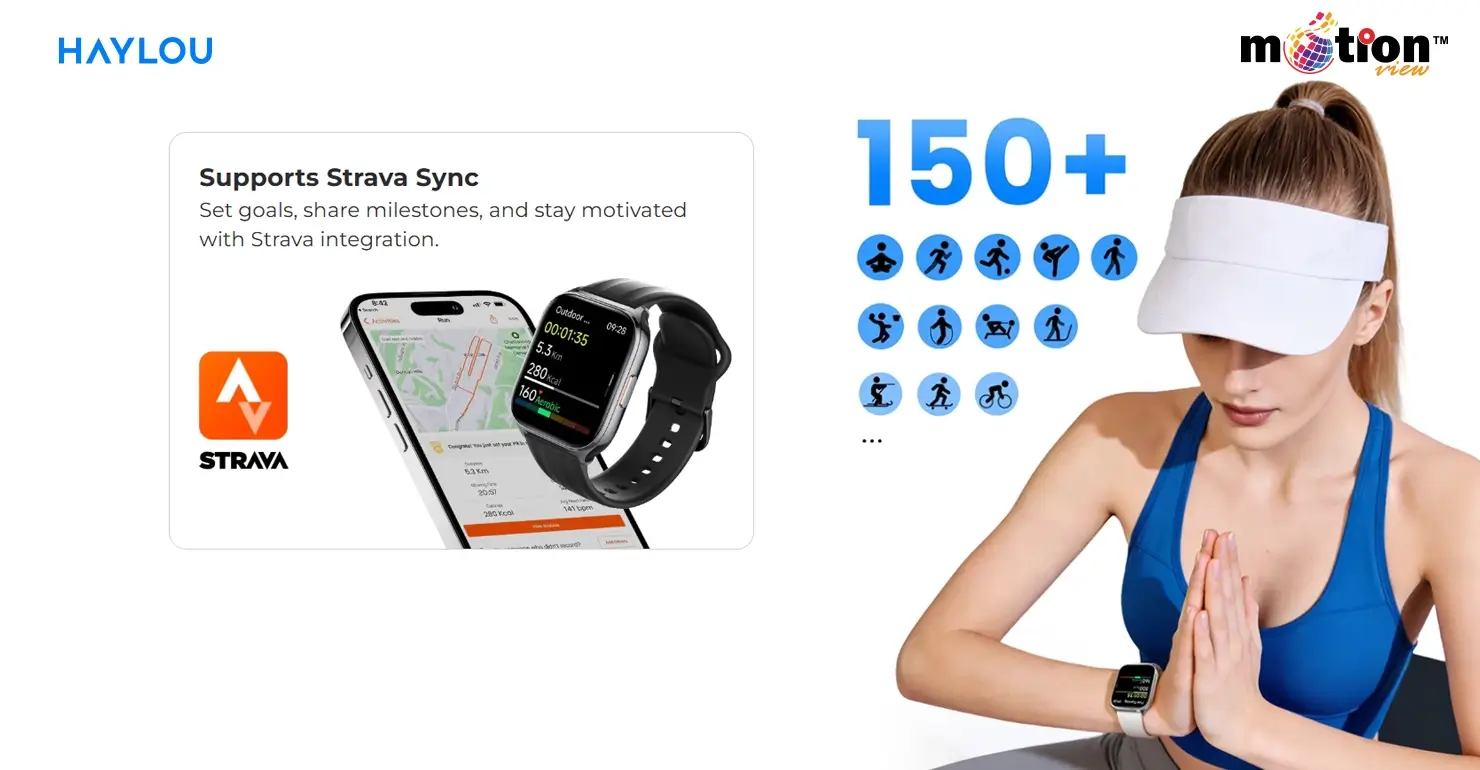 HAYLOU Watch 3 with Strava sync for fitness goals and milestone sharing