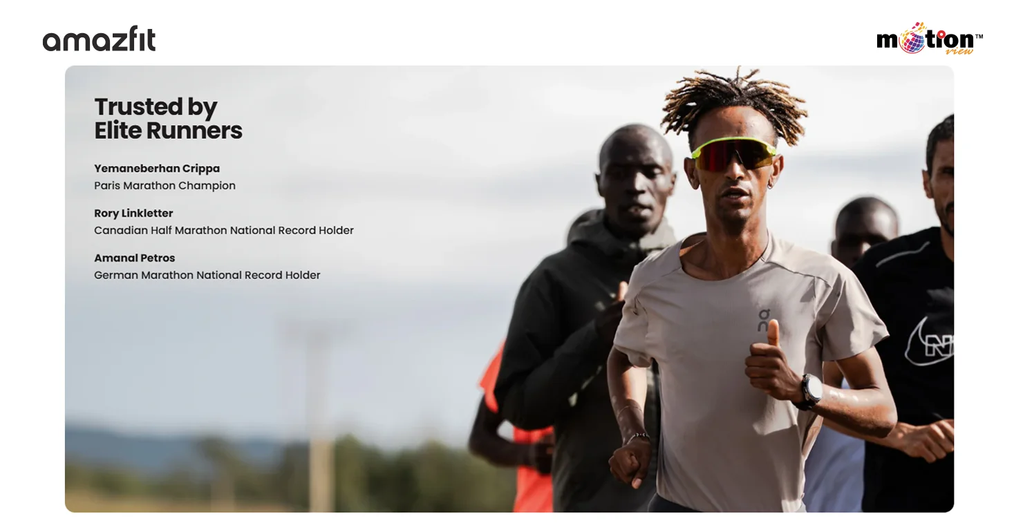 Elite marathon champions and professional runners wearing Amazfit Cheetah 2 Pro for training