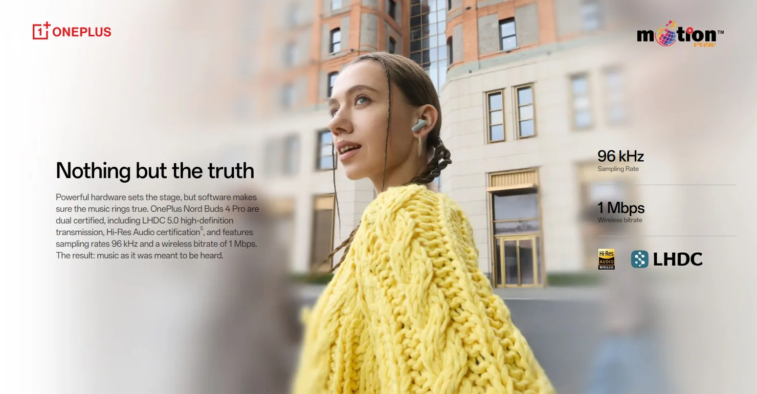 OnePlus Nord Buds 4 Pro supporting LHDC 5.0 high-definition transmission and Hi-Res Audio