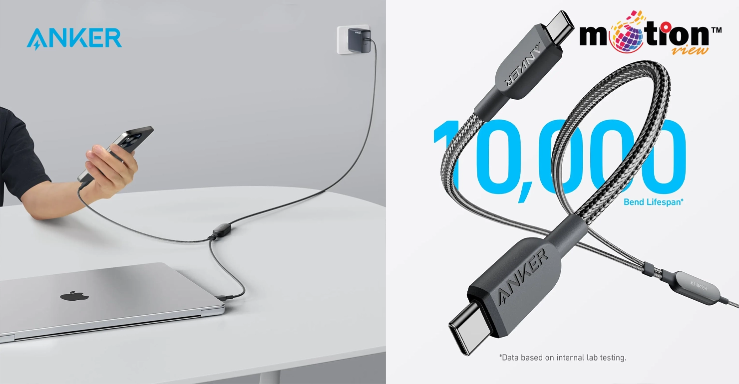 Anker 140W 2-in-1 USB-C to USB-C Cable long lifespan