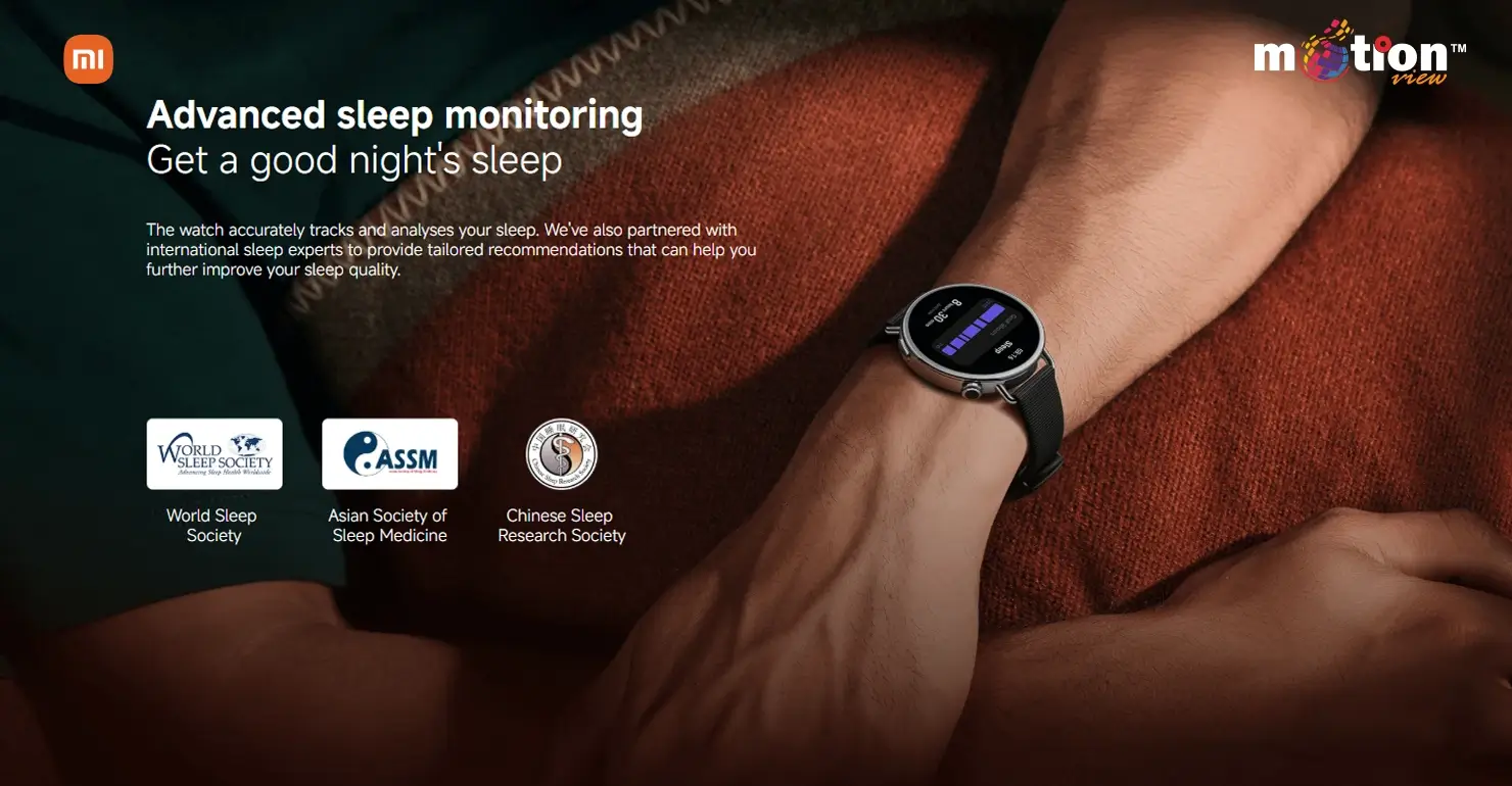 Advanced sleep monitoring on the Xiaomi Watch S4 41mm Smart Watch supported by international sleep research societies.