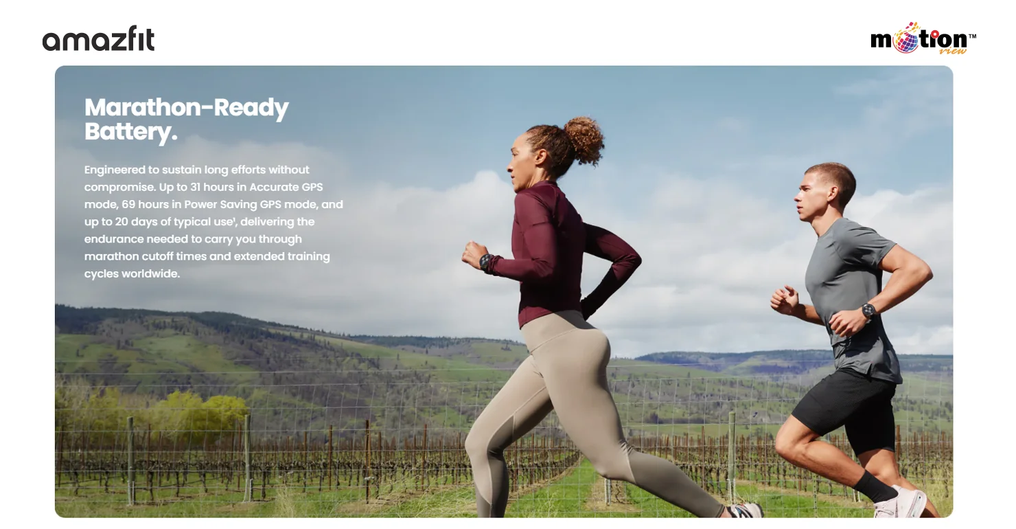 Amazfit Cheetah 2 Pro marathon-ready battery life with 31 hours accurate GPS mode