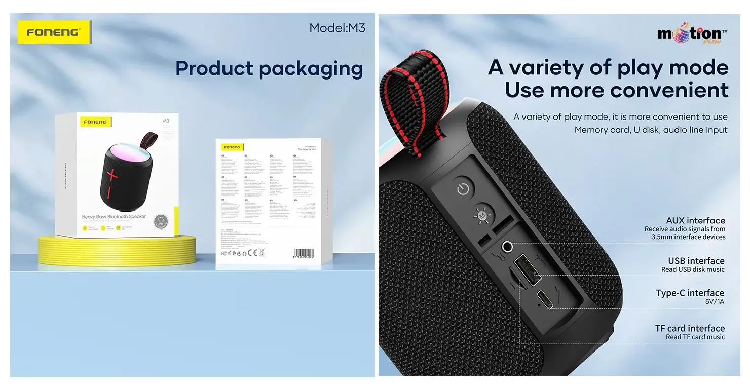FONENG M3 (10w) Deep Bass Portable Speaker