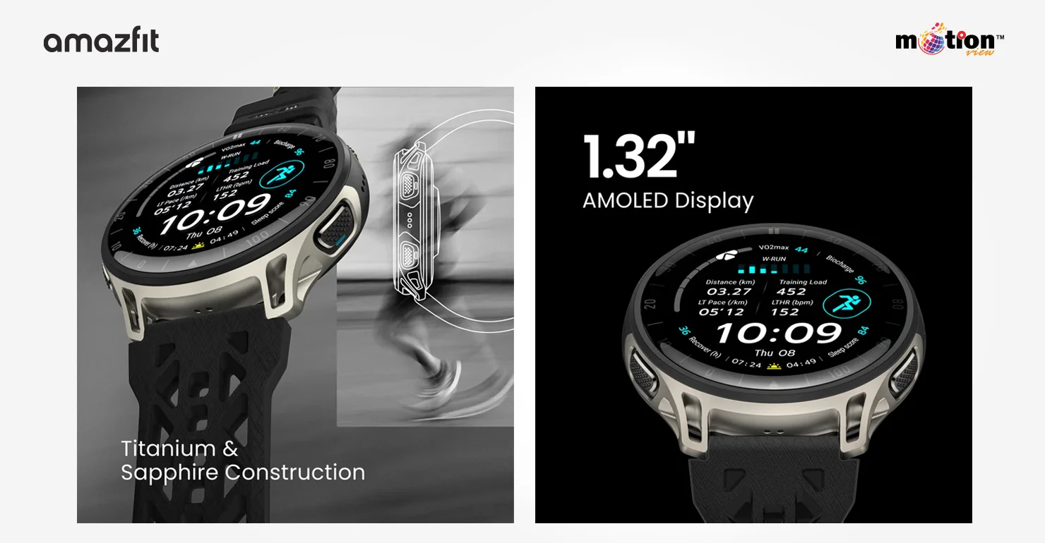 Amazfit Cheetah 2 Pro featuring 1.32 inch AMOLED display and titanium sapphire crystal construction