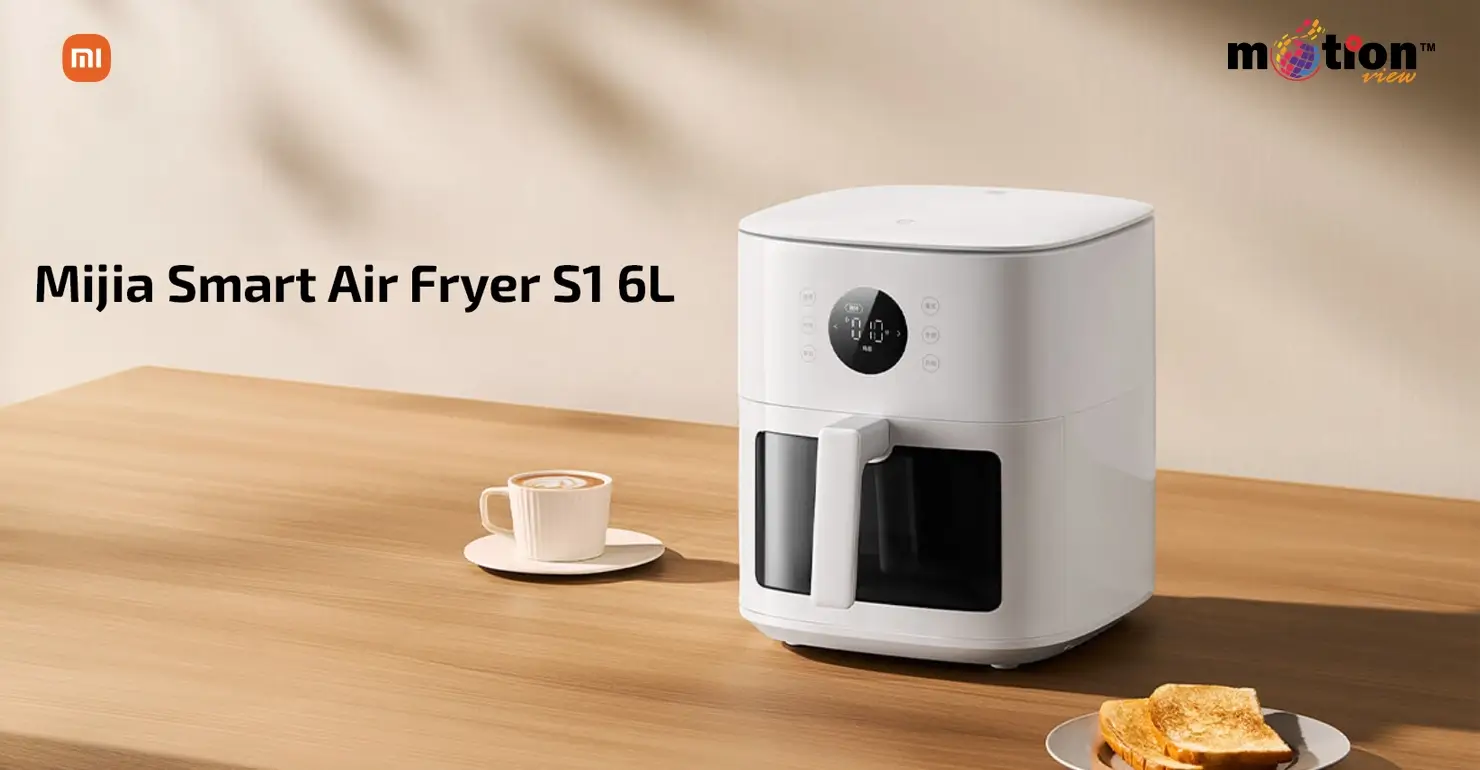 Xiaomi Mijia Smart Air Fryer S1 6L in white featuring a sleek design and digital touch control panel.
