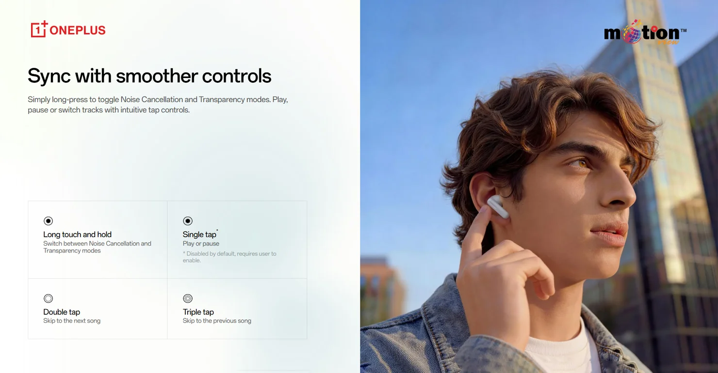 OnePlus Nord Buds 4 Pro intuitive tap controls for ANC and track switching