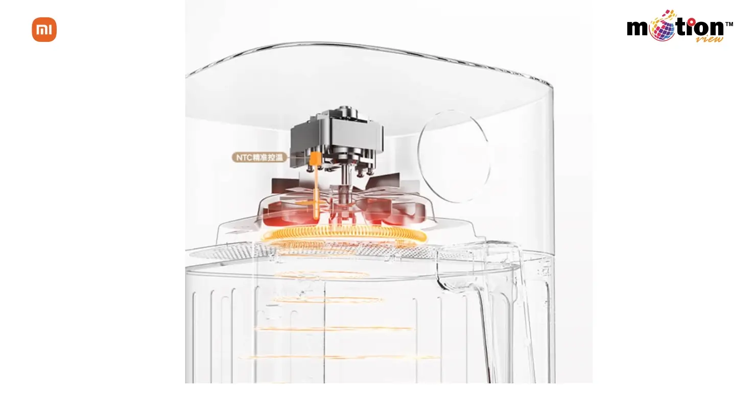Internal view of NTC precise temperature control and 360-degree hot air circulation in Mijia Air Fryer S1.