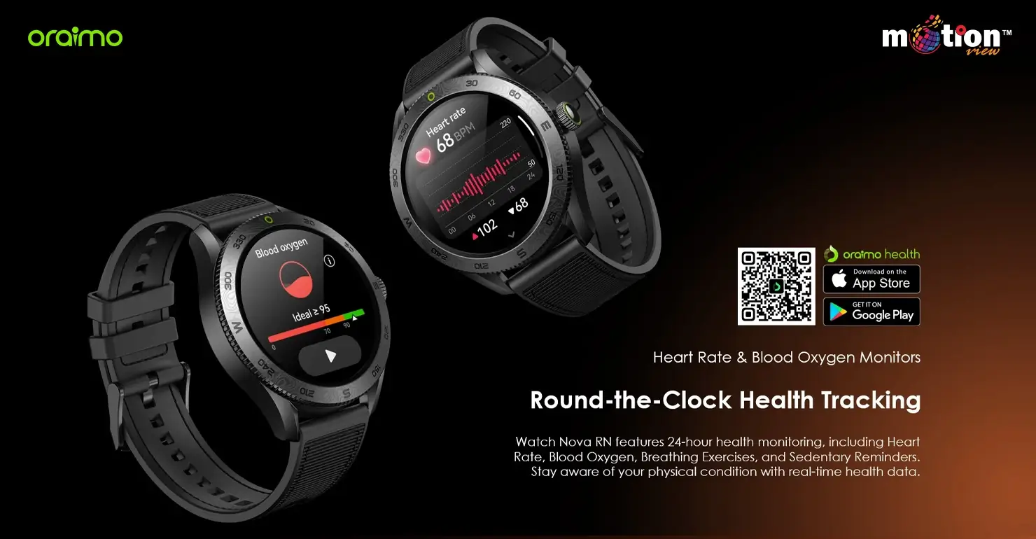 Watch Nova RN black dial smart watch on wrist with exercise mode active