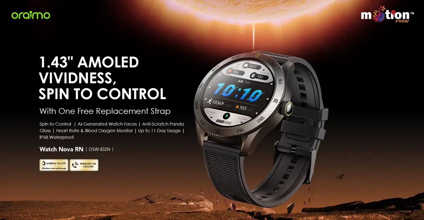 Watch Nova RN smart watch front view with metal body and black dial