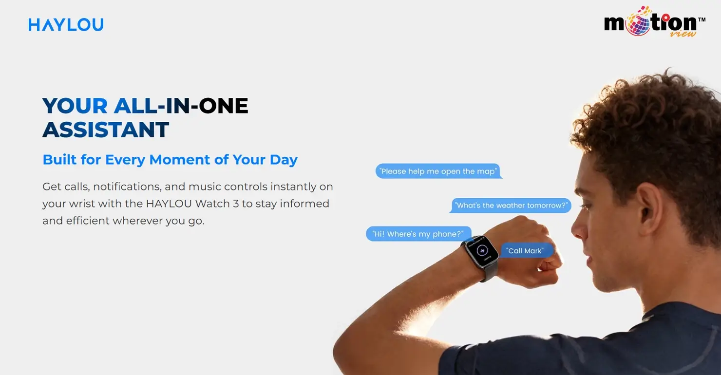 Person using voice commands for maps and calls on HAYLOU Watch 3