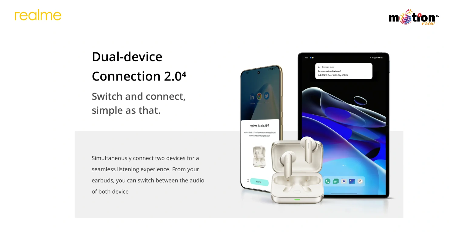 realme Buds Air 7 TWS Earbuds dual device connection