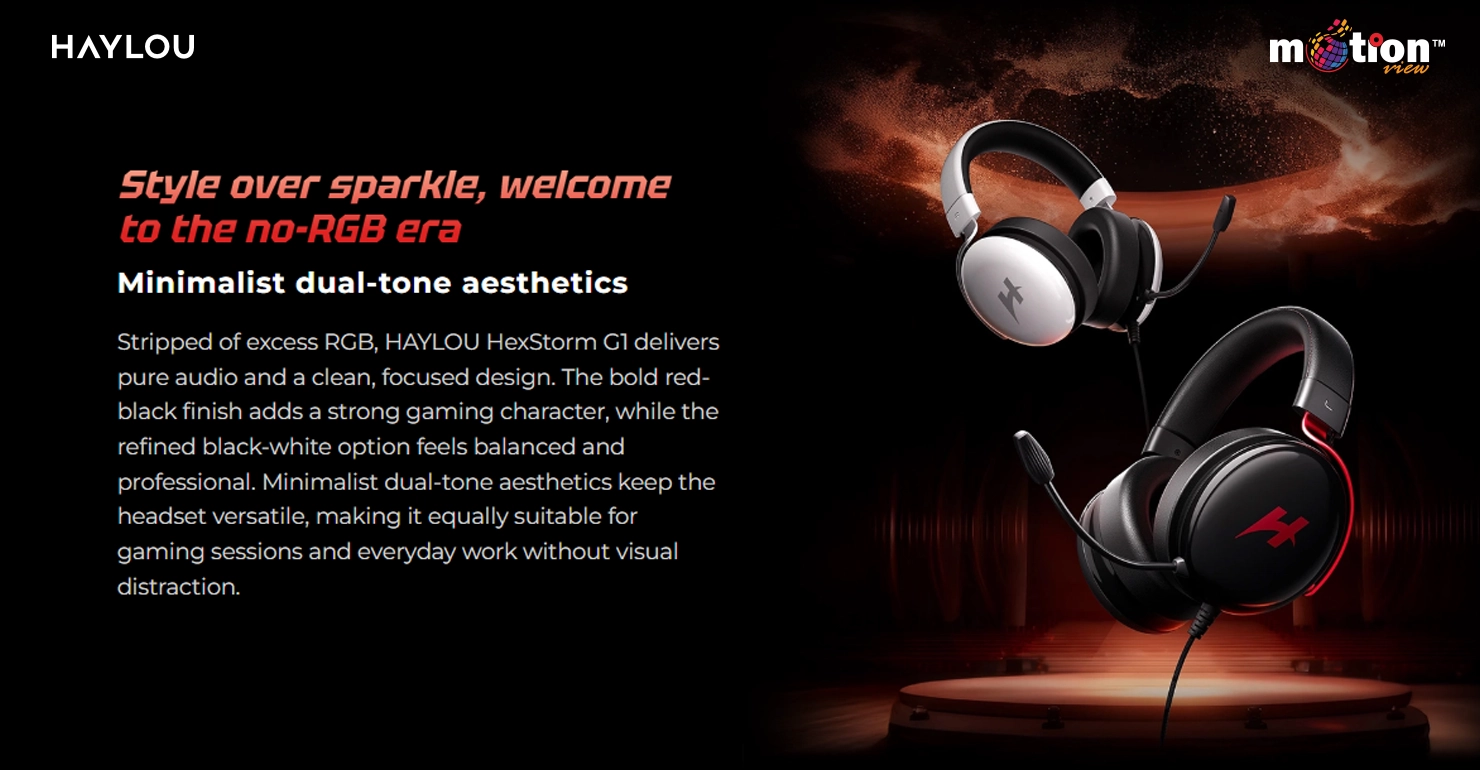 Stripped of excess RGB, HAYLOU HexStorm G1 delivers pure audio and a clean, focused design.