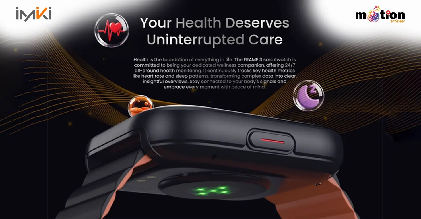 Imiki Frame 3 Smartwatch 24/7 health monitoring for heart rate and sleep pattern tracking.
