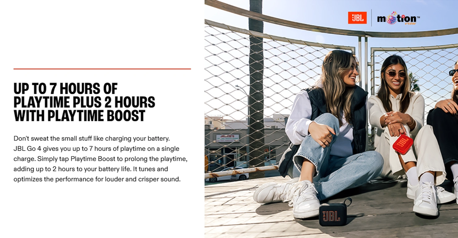 JBL Go 4 Portable Bluetooth Speaker 7H paly time