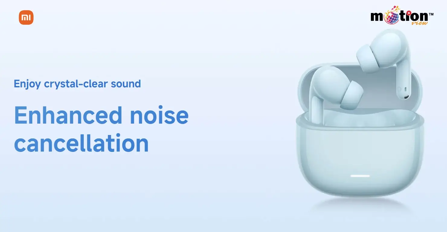REDMI Buds 8 Lite blue earbuds featuring enhanced noise cancellation for crystal-clear sound.