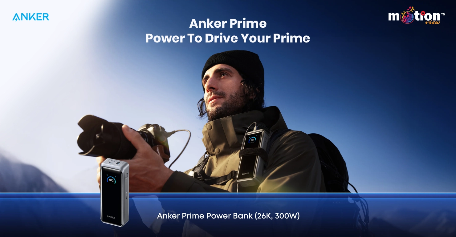 Anker Prime power bank featuring 140W USB-C high-speed input and specialized magnetic base recharging.