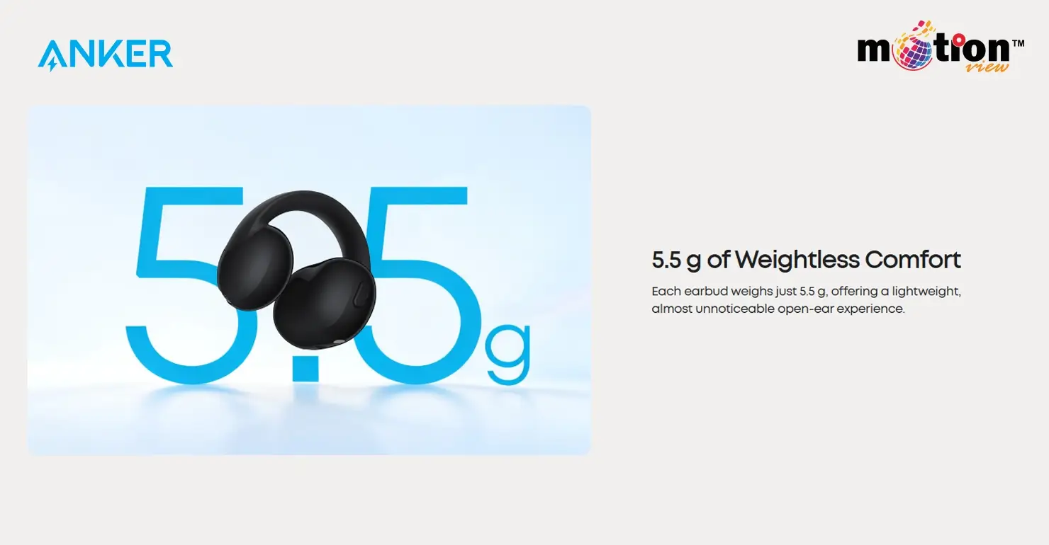 Lightweight Soundcore C50i earbuds weighing only 5.5g for weightless all-day comfort