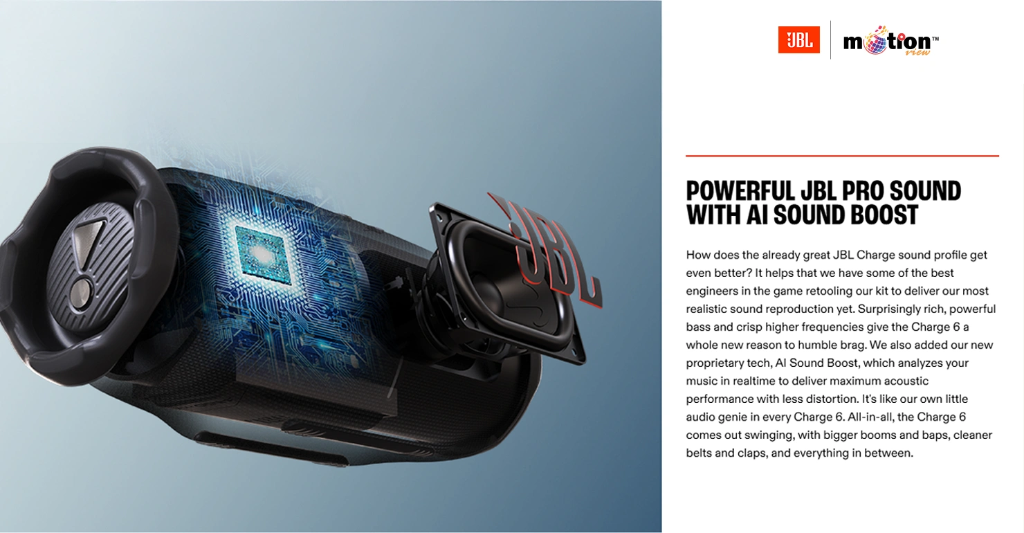Powerful JBL Pro Sound with AI Sound Boost