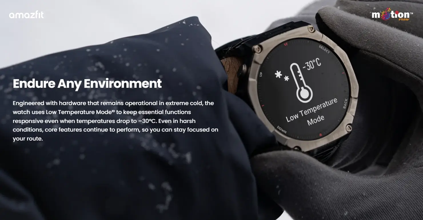 Amazfit T-Rex Ultra 2 low temperature mode minus 30C