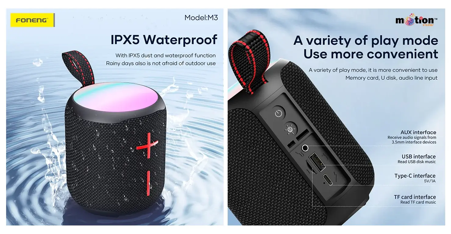 FONENG M3 (10w) Deep Bass Portable Speaker