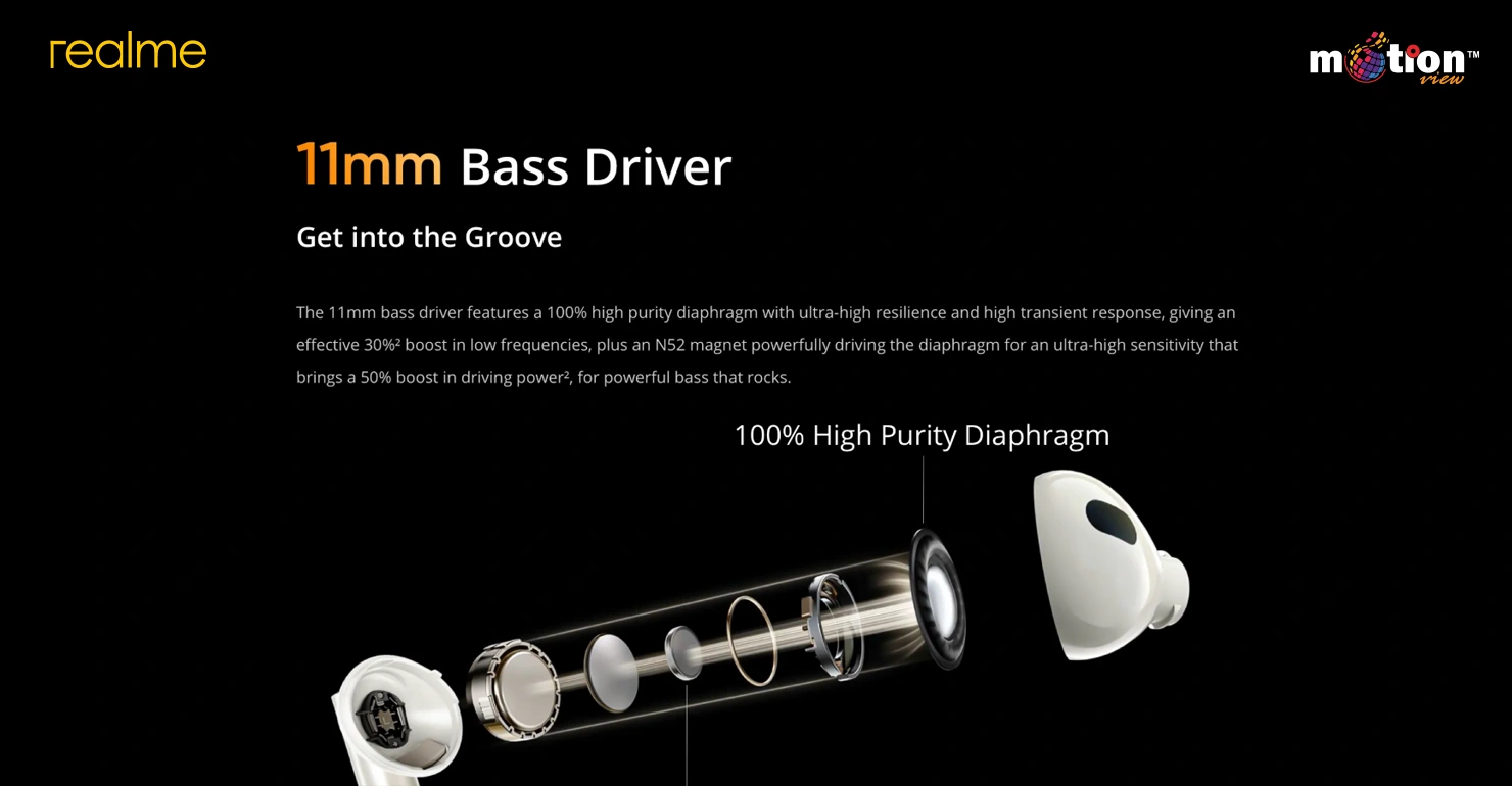 realme Buds Air 5 Pro ANC TWS Earbuds 11mm driver