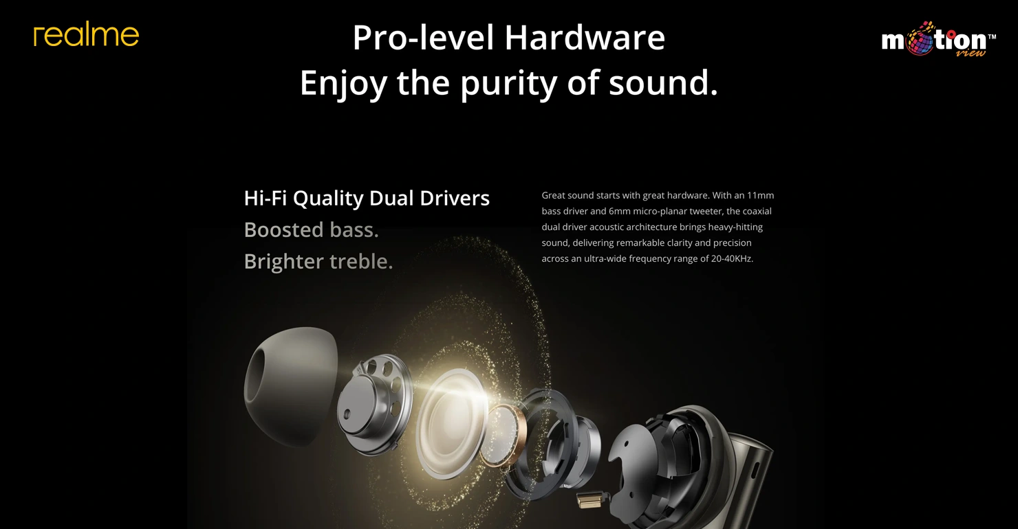 realme Buds Air 6 Pro TWS Earbuds Dual driver
