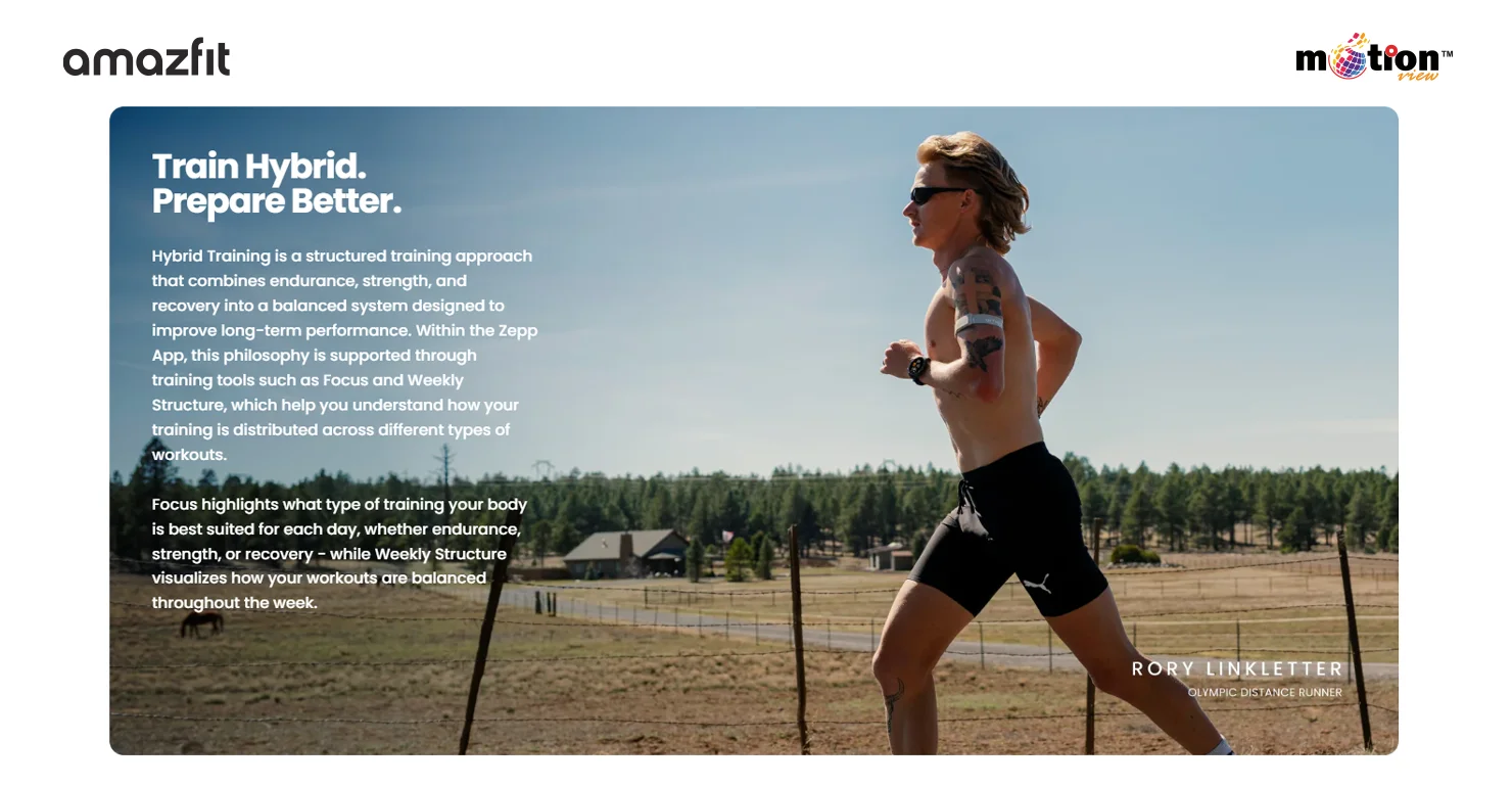 Professional runner Rory Linkletter using Amazfit Cheetah 2 Pro for hybrid training and recovery