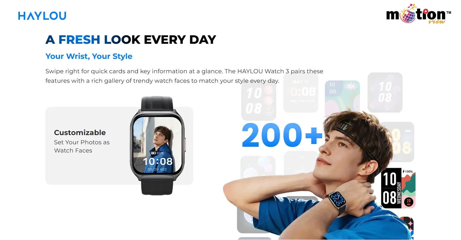 HAYLOU Watch 3 with 200 plus watch faces and custom photo face option