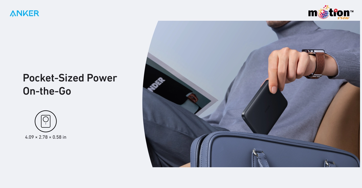 Alt Text: 15W MagSafe compatible Anker MagGo 10K Slim Magnetic Power Bank displaying its Qi2 certified internal charging coils.