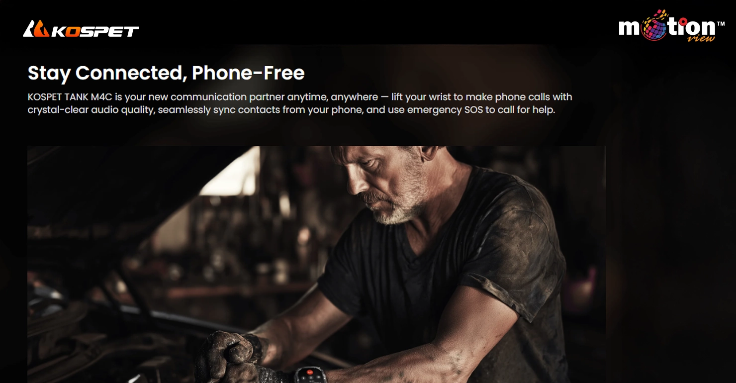 KOSPET TANK M4C Smartwatch hands-free Bluetooth calling feature for phone-free communication