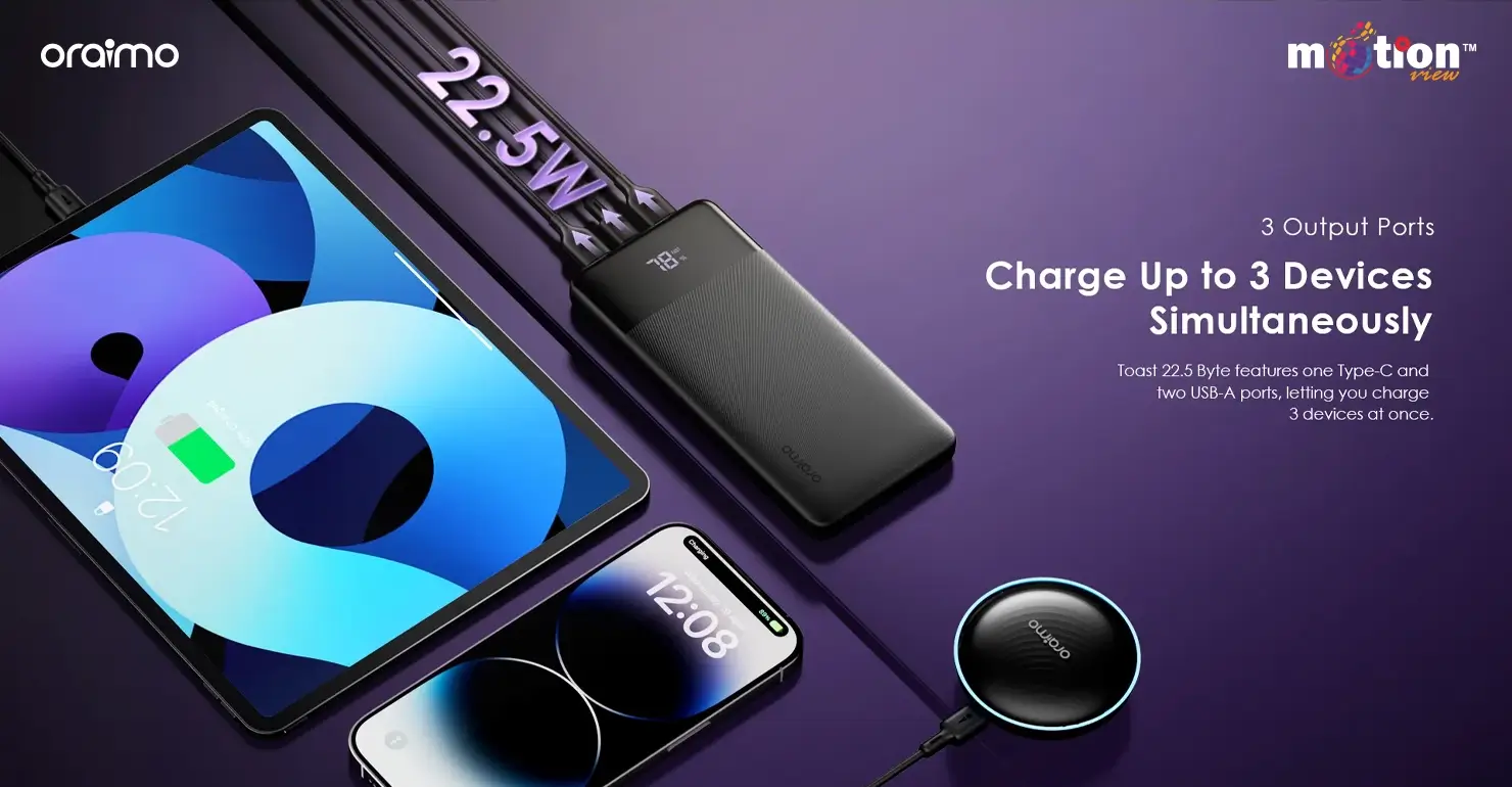 oraimo Toast 10000mAh Power Bank 3 device connect
