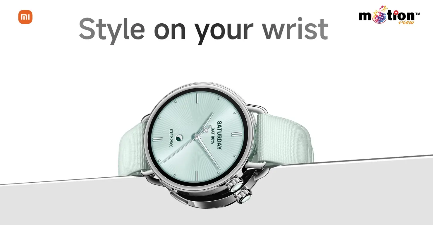 Close-up of the elegant Xiaomi Watch S4 41mm Smart Watch with a mint green strap and matching watch face.