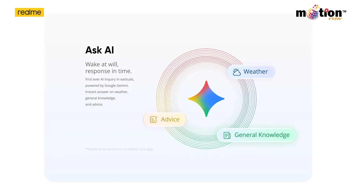 360-degree spatial audio effect on realme Buds Air 8 providing a cinematic surround sound experience.
