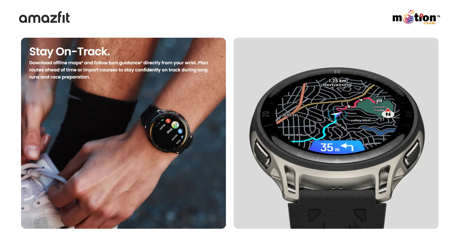 Amazfit Cheetah 2 Pro wrist-based offline maps and turn-by-turn navigation for runners