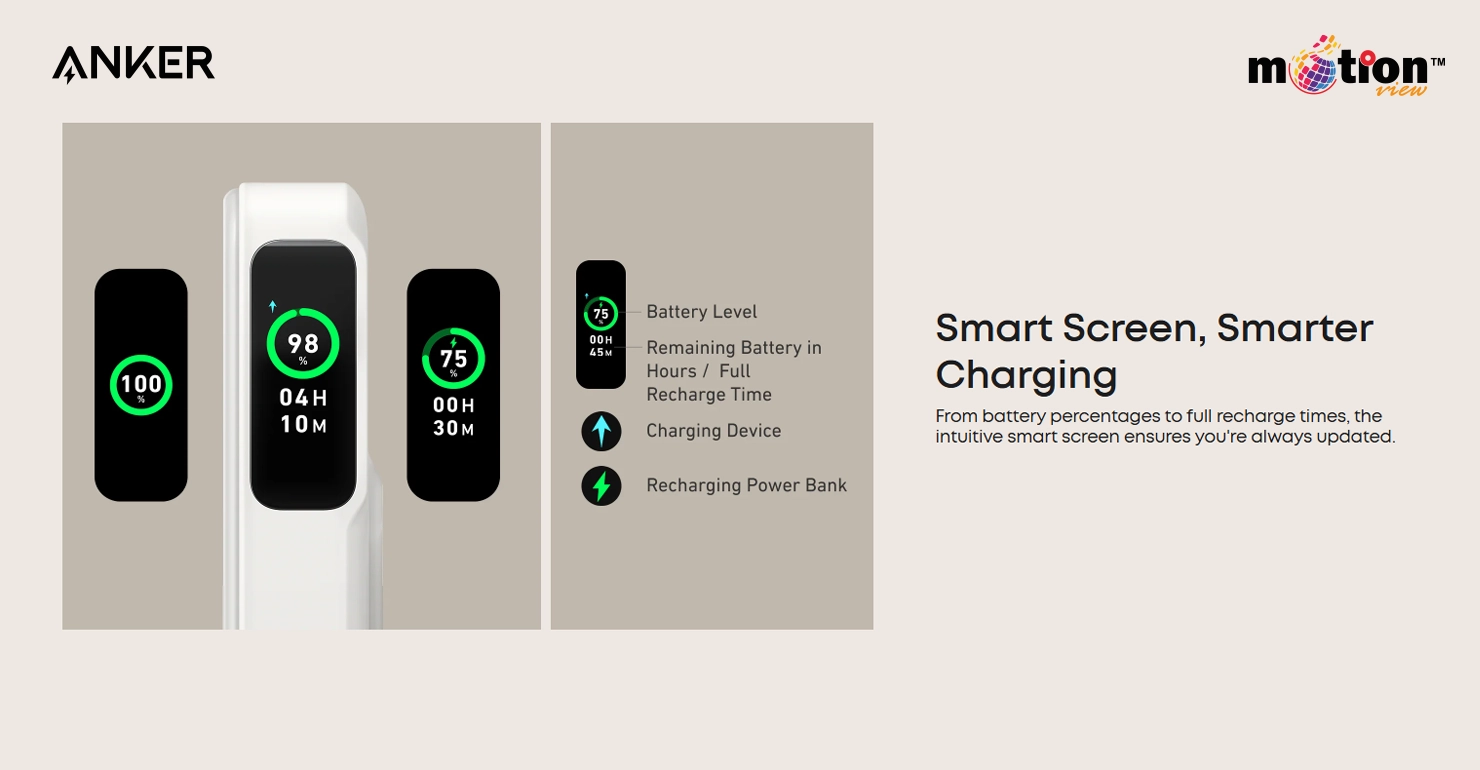 Anker MagGo 10K Magnetic Power Bank display