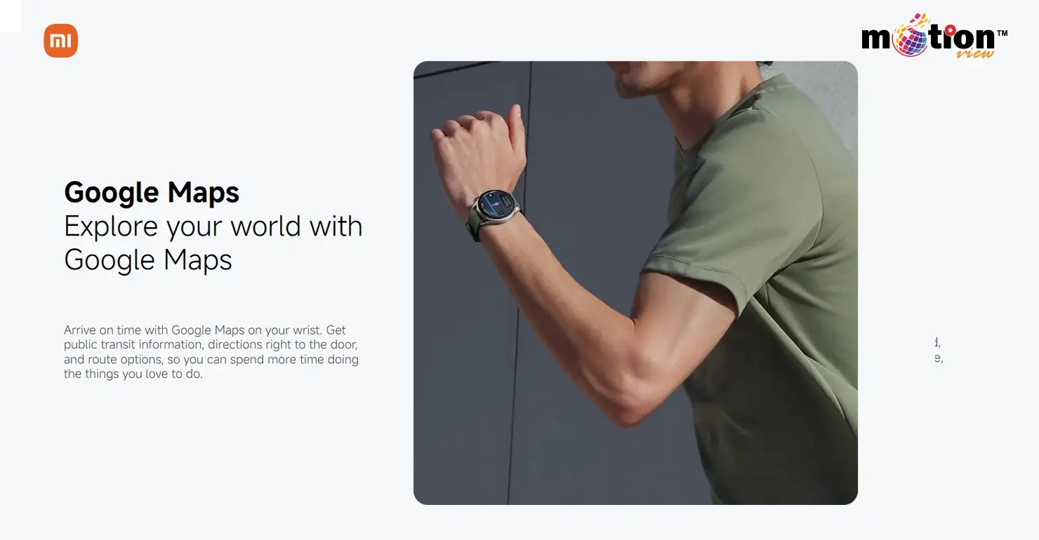 Runner using Google Maps on Xiaomi Watch 5 for real-time directions and public transit information during a workout.