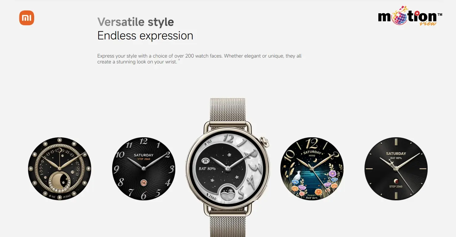 Selection of over 200 versatile watch faces available for the Xiaomi Watch S4 41mm Smart Watch.