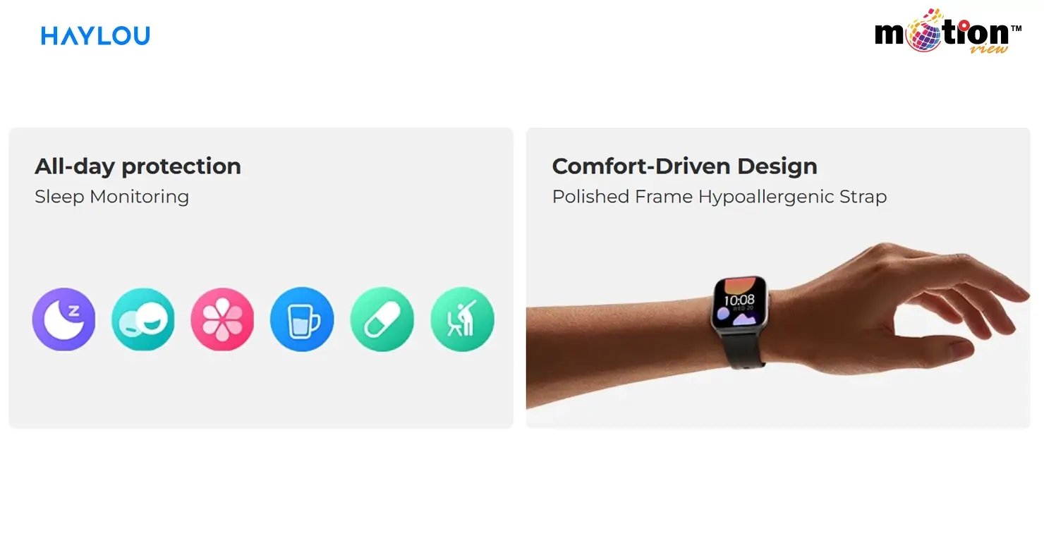 HAYLOU Watch 3 comfort-driven design with hypoallergenic strap and sleep monitoring