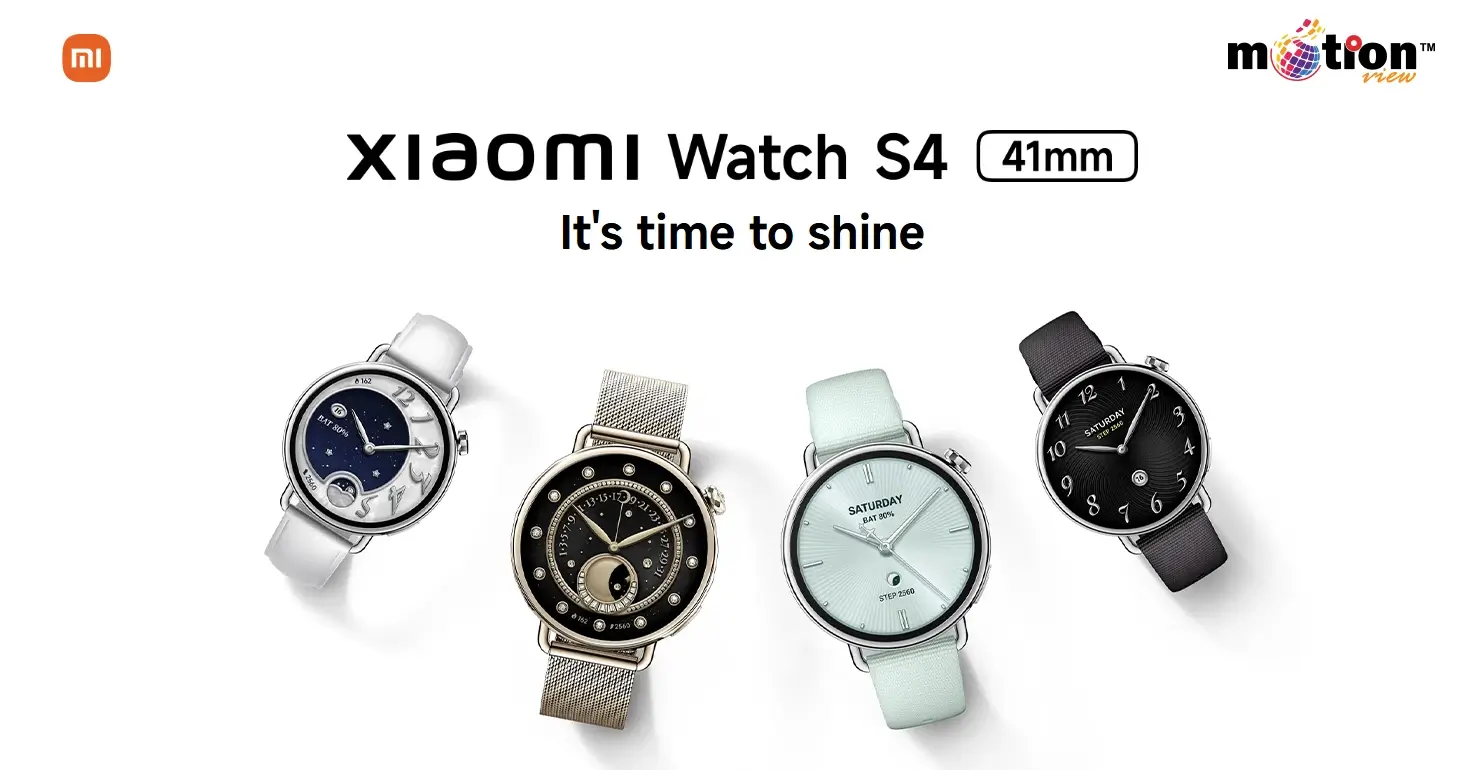 Xiaomi Watch S4 41mm Smart Watch collection in white, sunset gold, mint green, and black finishes.