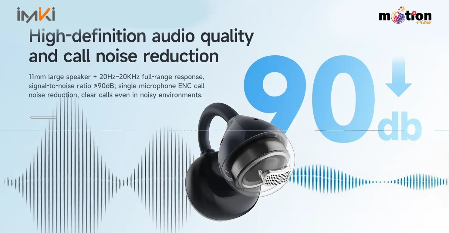 Internal view of Imiki SP2 11mm large speaker driver for high-definition audio and 90dB signal-to-noise ratio.