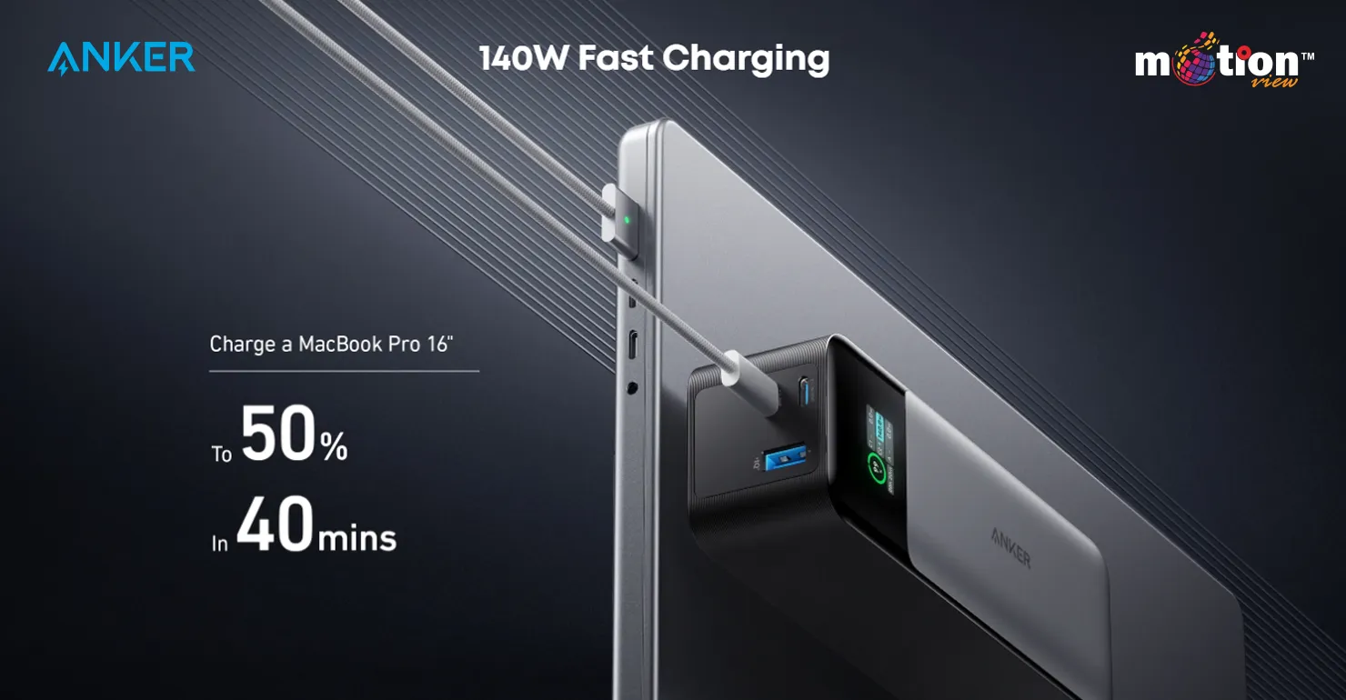Demonstration of the Anker 737 PowerCore 24K delivering 140W fast charging to power a MacBook Pro 16-inch to 50 percent in 40 minutes