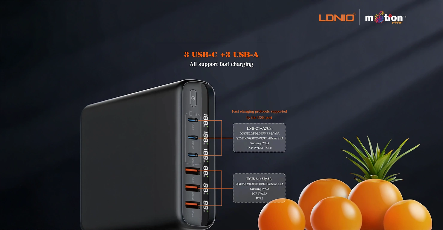 6 USB Ports LED Display adapter