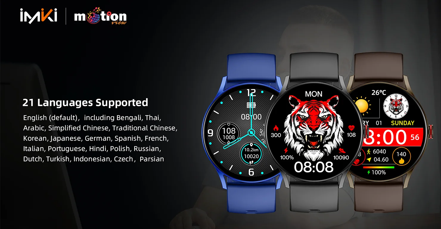 IMIKI TG1 Smart Watch with 21 languages supported