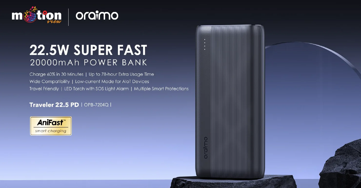 Oraimo 22.5W Super Fast 20000mAh Power Bank 