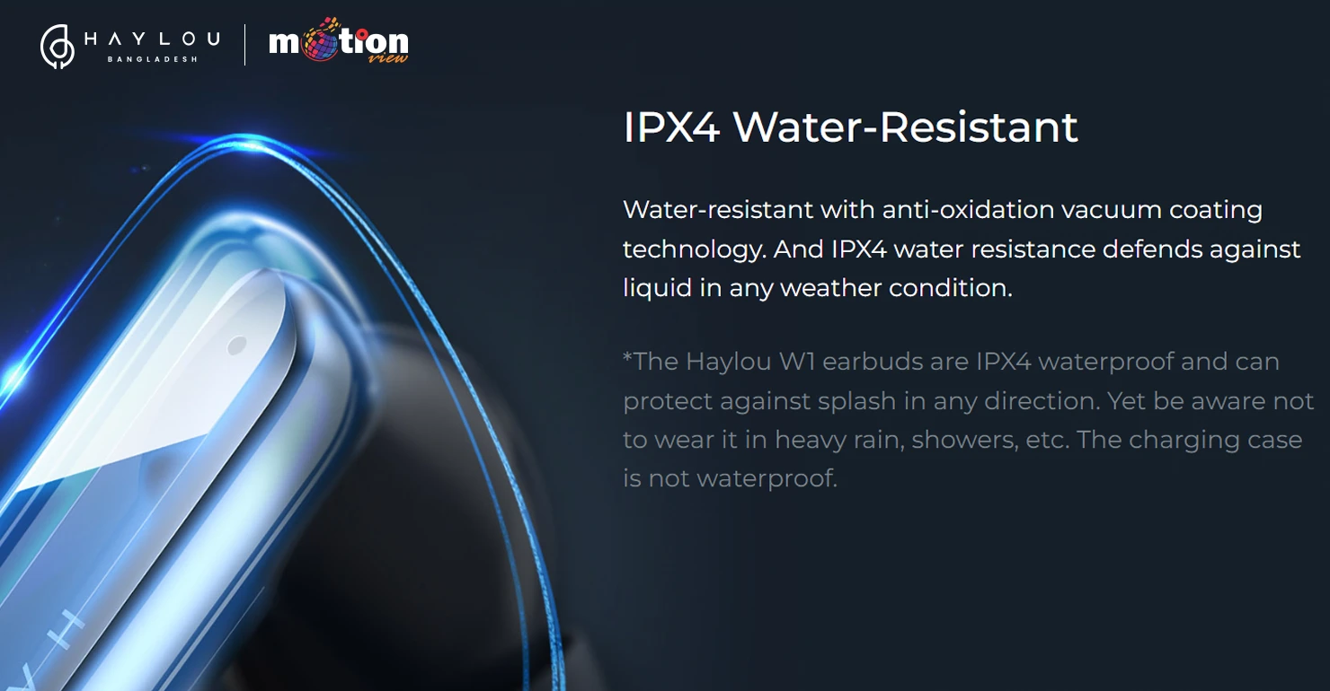 Haylou W1 tws with IPX4 water-resistance