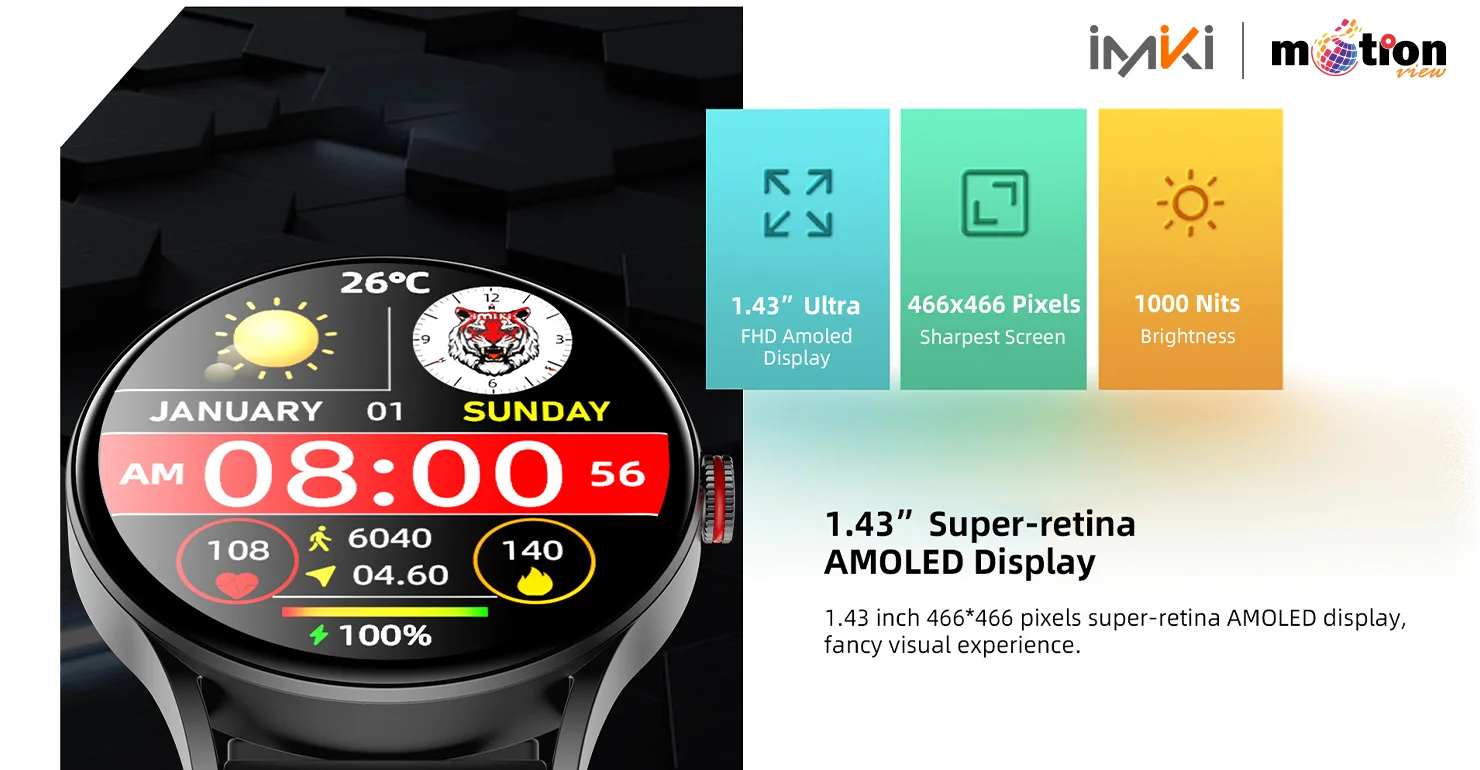IMIKI TG1 Smart Watch with amoled display