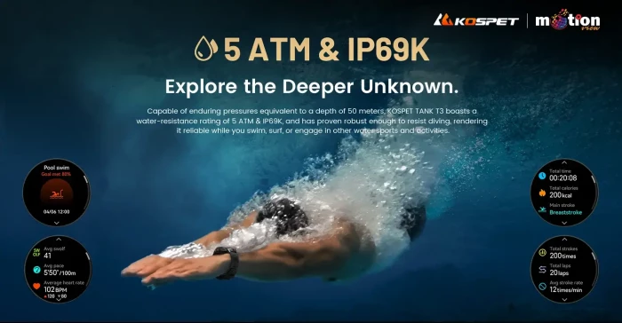 Original KOSPET TANK T3 BT Calling Smart Watch 5 ATM and IP69k