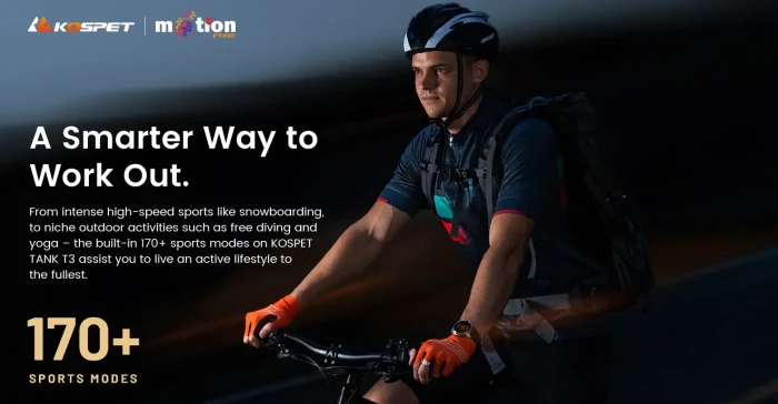 Original KOSPET TANK T3 BT Calling Smart Watch 170+ modes, 6 with smart recognition (walking, running, rowing, elliptical, etc.)